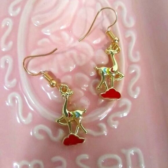 Merry Christmas Reindeer Earrings - Picture 2 of 3